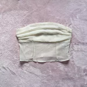 Bailey Rose Sheer Strapless Tube Top Ivory Ruched Textured Women's Size M - Picture 1 of 18