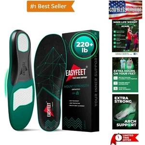 220+ lbs Plantar Fasciitis High Arch Support Insoles Men Women - Flat Feet Or... - Picture 1 of 8