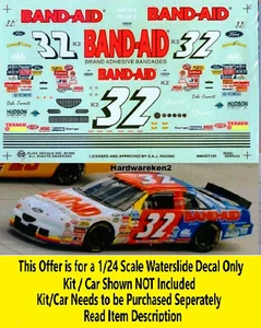 NASCAR DECAL #32 BAND AID 1996 BGN FORD THUNDERBIRD DALE JARRETT SLIXX 1/24 - Picture 1 of 4