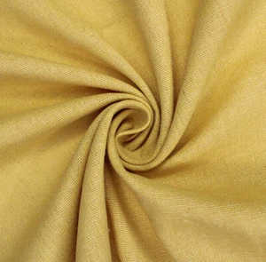 Linen Mix Fabric - Mustard - Plain Linen Craft Dress Fabric Material Metre - Picture 1 of 5
