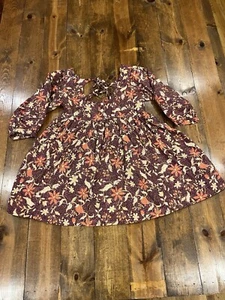 Free People Lola Mini Dress Mocha Combo Mini Tie Back Women’s Size Large NWT - Picture 1 of 11