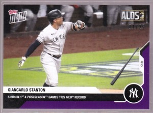 Giancarlo Stanton Yankees 5 HR 4 Postseason Game 2020 Topps NOW 373 Purple 11/25