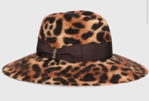 Borsalino Women's Brown Leopard Melusine Felt Sophie Fedora Hat Size M - Picture 1 of 10