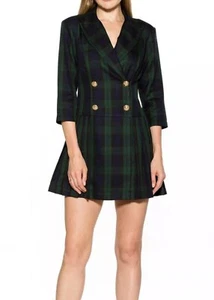 ALEXIA ADMOR Jacki Plaid 3/4 Sleeve Blazer Dress Emerald Green Plaid Size 4 NWT - Picture 1 of 5