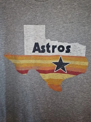 Houston Astros Texas Silhouette Retro Medium Mens Gray Graphic Logo Tee MLB - Image 1 of 4