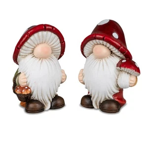 2er Set Dekofiguren Zwerge mit Pilzhut H. 17cm weiß rot braun Formano H25 - Bild 1 von 1