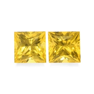 Ceylon (Sri Lanka) Princess Yellow Sapphire Pair 0.97CT - Picture 1 of 8