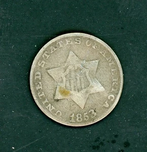 UNITED STATES 1853 PHILADELPHIA 3 CENT SILVER  TRIME AS SHOWN - Picture 1 of 2
