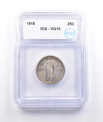 1918 Standing Liberty Quarter VG10 ICG *6963 - Image 1 of 3