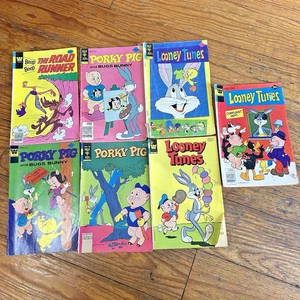 Lote de 7 cómics de colección de Looney Tunes Porky Pig Road Runner Bugs Warner Bros años 70 - Imagen 1 de 5
