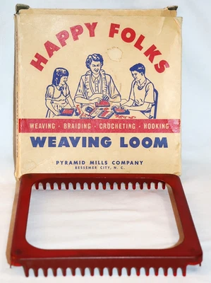 Vintage Happy Folks Potholder  Weaving Loom Original Box Pyramid Mills - Image 1 of 4