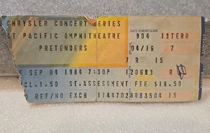 PRETENDERS - Sept. 4, 1984 - Pacific Amphitheater - CONCERT TICKET STUB - Picture 1 of 2