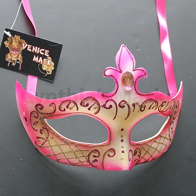 Hot Pink Venetian Masquerade Mask Party Prom Wedding Halloween Costume  - Image 1 of 3