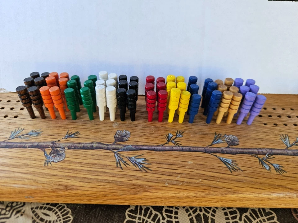 60 wood cribbage pegs colors as listed Made in the U.S.A. - Image 1 of 1