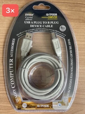 3x USB Printer Cable A To B Type Male 2.0 Device Cord 6 FT - Image 1 of 2