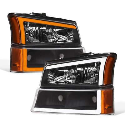 Topline For 03-07 Silverado Switchback Sequential LED Headlights+Bumper v2 Black Foto 1 de 4