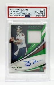 PSA 8 2021 Immaculate Premium Edition #123 Davis Mills RC Patch Auto 18/18 - Picture 1 of 2