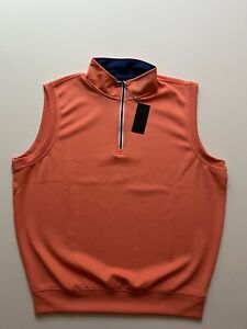 Fairway & Greene Vest Mens Large Orange 1/4 Zip Pullover Stretch Embroidered NWT