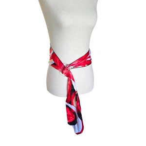 Vintage Scarf Belt Womens Accessory Sash Adjustable Red Swirls 47x6 inches - Picture 1 of 12