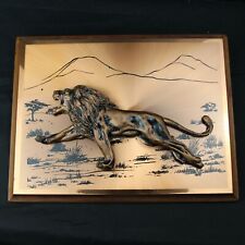From South Africa Lion 3D figure on Copper plate Vintage collectable
