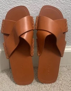 Vince Nico Slide Sandal Women's Size US 5.5M Tan Neutral Leather Boho Casual - Picture 1 of 8