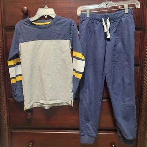 LOT CARTER'S KID Boy 2 Pieces Size 12 (L) Jogger Pants & Pullover Shirt Navy - Picture 1 of 8