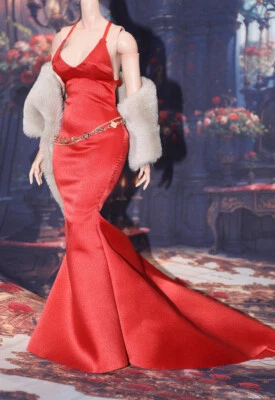 Vestido largo escala 1/6 + juego de chal de felpa se adapta a cuerpo de figura de acción TBL de 12’ Foto 1 de 4