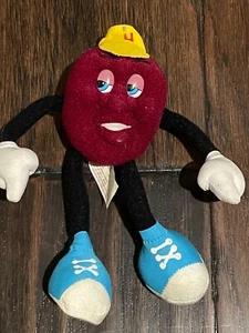 Vintage 1988 Applause California Raisin Plush Posable bendable Yellow Hat Blue S - Picture 1 of 6