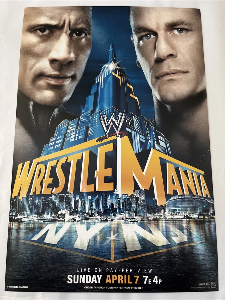 Póster Wrestlemania 29 impresión 12x18 WWE The Rock John Cena reimpresión Foto 1 de 1