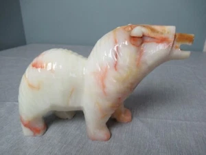 Vintage Hand Carved Marble Onyx Bear Figurine - Multi Colors - b5 sb - Picture 1 of 10