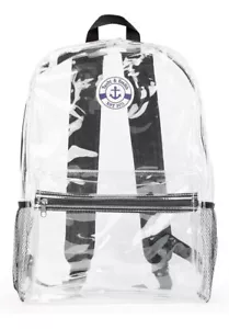 Clear Backpack 17” Full Size For Sport Events School Concerts Work Zip Pockets - Picture 1 of 10