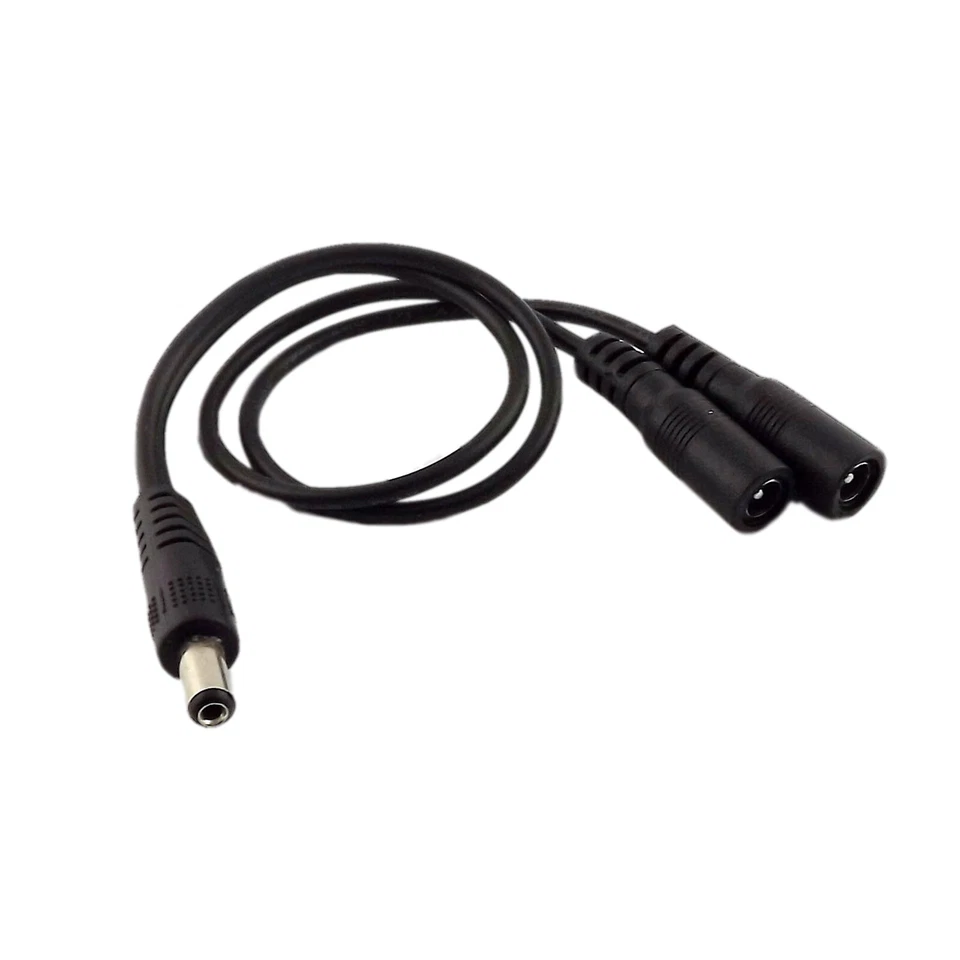 5.5mm x 2.1mm DC Power Splitter Cable Cord 1 Male to 2 Female Port Pigtals 12V - Image 1 of 4
