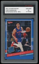CADE CUNNINGHAM 2021-22 PANINI INSTANT RATED RETRO 1ST GRADED 10 ROOKIE CARD RR1