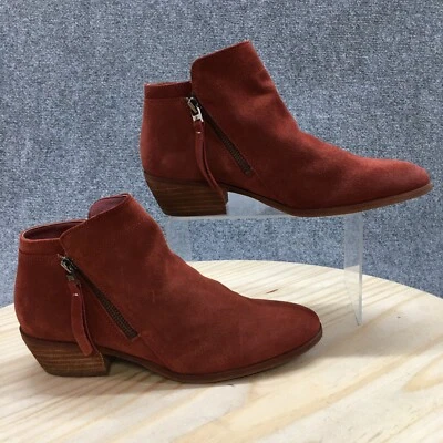 Sam Edelman Boots Womens 8 M Packer Ankle Bootie Brown Leather Side Zip Block - Image 1 of 4
