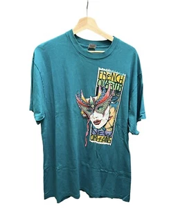Vintage 90s French Quarter New Orleans T-Shirt XL Mardi Gras - Picture 1 of 5