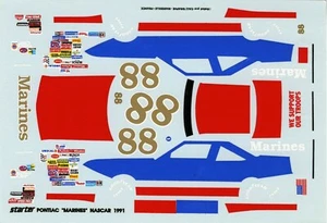 Pontiac Grand Prix Marines N°88 Nascar 1991 Starter Stickers 1/43 - Picture 1 of 1