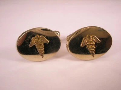 Símbolo Caduceu Vintage ANSON Abotoaduras Medicina Médico Rx - Imagem 1 de 4