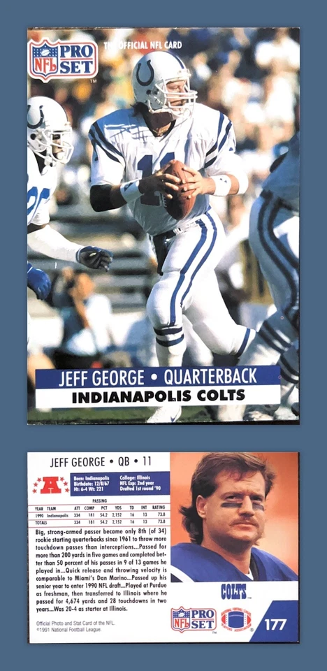 ⚓️🔥1991 Pro Set Football Card #177 Jeff George - Image 1 of 1