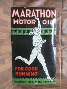 Porcelain Marathon Motor Oil Enamel Metal Sign Plate Size 40" x 23" Inches - Picture 1 of 7