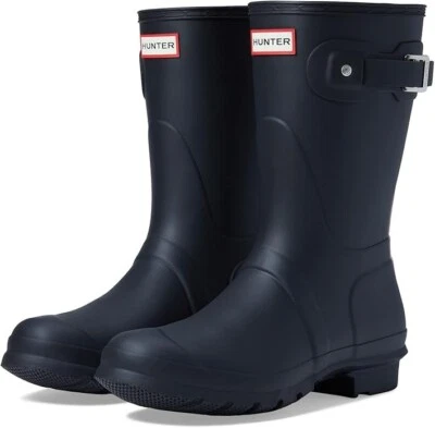 HUNTER Women's Original Short Rain Boot Black Size 6 Tri-Color Logo - Image 1 of 4
