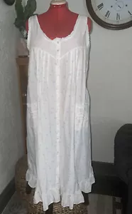 Vintage Llise Stevens Cream Grandmacore Long Sleeveless Cottton Nightgown L/XL - Picture 1 of 9