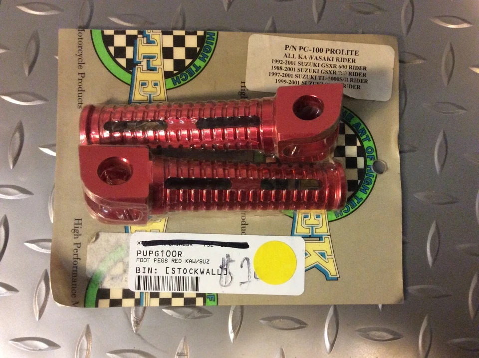 Красные подножки Kawasaki Suzuki GSX-R 600 750 TL1000 SV650 Pro-Tek Prolite PG-100 - Изображение 1 из 4