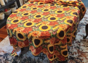 Mantel Girasol Brillante 86" x 88" EXTRA ANCHO Amarillo Negrito, Naranja, Marrón - Imagen 1 de 4