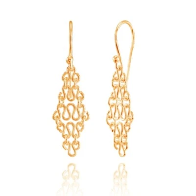 Aretes colgantes ligeros de malla en forma de diamante en plata chapada en oro rosa Foto 1 de 4