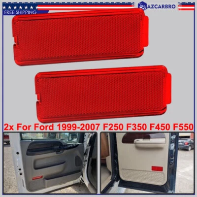2x Reflectores de puerta delantera/trasera F350 F450 rojo para Ford 1999-2007 F250 Super Duty Foto 1 de 4