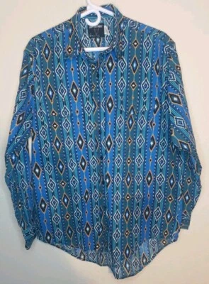 VTG Frontier Series Aztec Striped Western Button Shirt Mens Large Multicolor  - Image 1 of 4