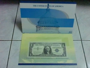 USA $1 Dollar 1957 series silver certificate with 3 folder 3pcs R/N (UNC) - Picture 1 of 9