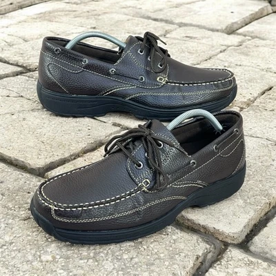 Faded Glory Mens 12 Brown Faux Leather Boat Shoe Kilroy Lace-Up Driving Loafers - Image 1 of 4