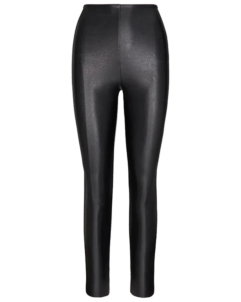 Commando Womens Black Control Faux Leather Leggings 1417 Size M
