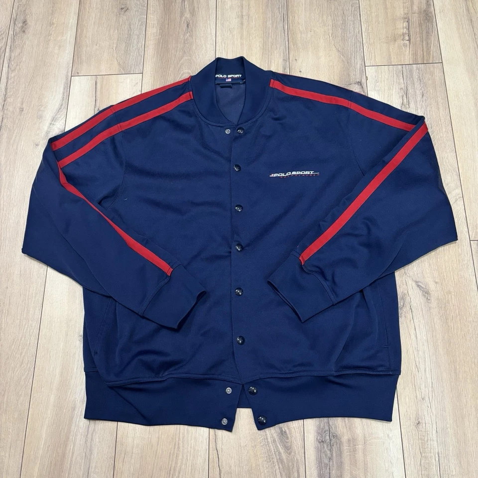 Chaqueta Polo Deportiva Ralph Lauren De Colección Años 90 Para Hombre Botón a Presión Completo - Talla L Foto 1 de 4